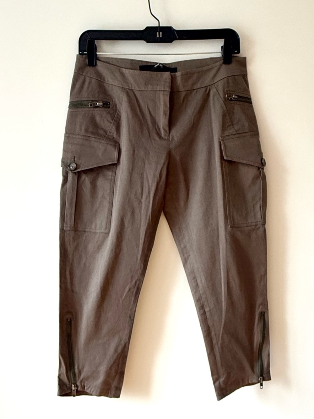 Cut25 by Yigal Azrouël Utility Cargo Cropped Pants Zip Detail Neutral